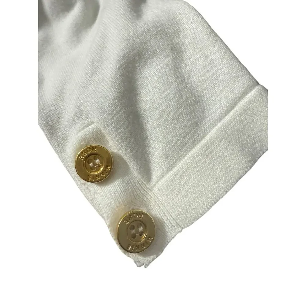 Mini Rose Women’s White Blazer Jacket S Cotton Nylon Spandex Gold Buttons - Picture 7 of 12